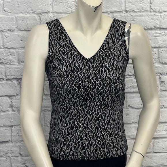 ONYX NITE 2 PIECE SPARKLY BLACK & WHITE TOP & JACKET SET SIZE S - Picture 4 of 5